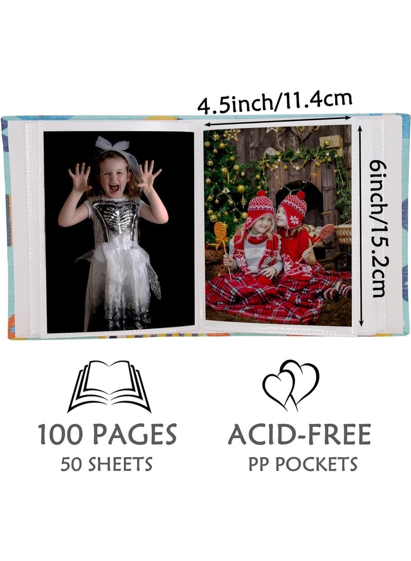 ChicAbode ألبوم الصور الصغيرة للأطفال ، ألبوم الصور الطفلية على رف الكتب 100 جيب ، غطاء الكتان القابل للانزلاق كتاب الذاكرة للعائلة ، عطلة ذكرى الزفاف الغطاء الصلب (الأسماك) - Image 2